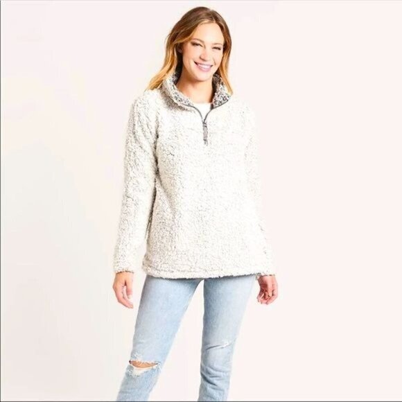 Dylan Los Angeles Oversized Frosty Tipped 1/4 Zip  Pullover Sherpa- S - Picture 1 of 5